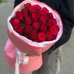 Букет "Эсса" 25 красных роз Кения (60 см) в Краснозаводске