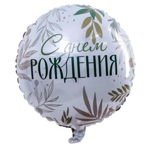 Шар "С Днём Рождения" листья в Краснозаводске