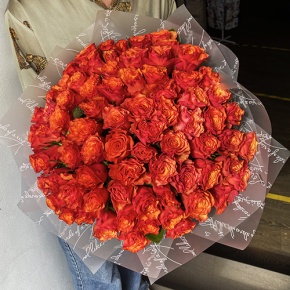 Букет 75 огненных роз (40 см) в Краснозаводске