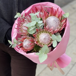 Букет из 5 протей и эвкалипта в Краснозаводске