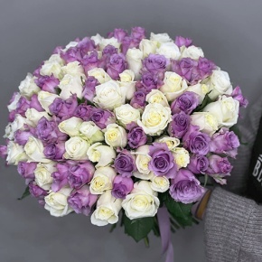 Букет "Фиолетовый микс" из 101 розы (40 см) в Краснозаводске