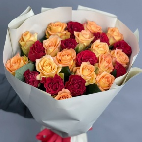 Букет "Прайм" из 25 роз Оранж и Эль Торо (50 см) в Краснозаводске