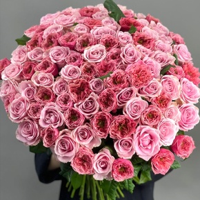 Нежный букет из 101 розы Риджентс парк и Аваланж микс  (70 см) в Краснозаводске