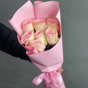 Букет 7 Кенийских розовых роз (40 см) в Краснозаводске