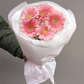 Букет из 5 розовых гербер мини в Краснозаводске