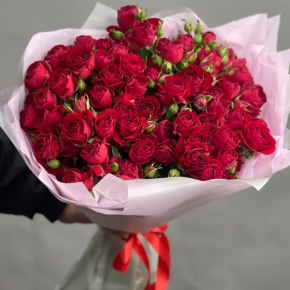 Букет из 17 красных кустовых пионовидных роз (50 см) в Краснозаводске