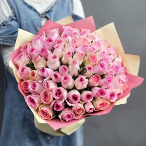 Букет из 75 розовых роз кения (40 см) в Краснозаводске