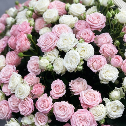 Композиция в корзине из 101 кустовой пионовидной розы в Краснозаводске